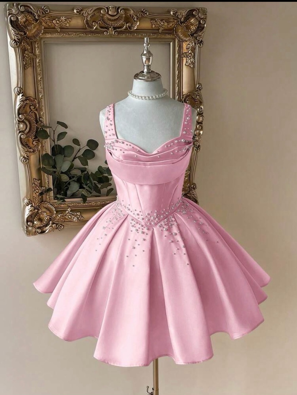 Pink Satin Party Mini Dress Small